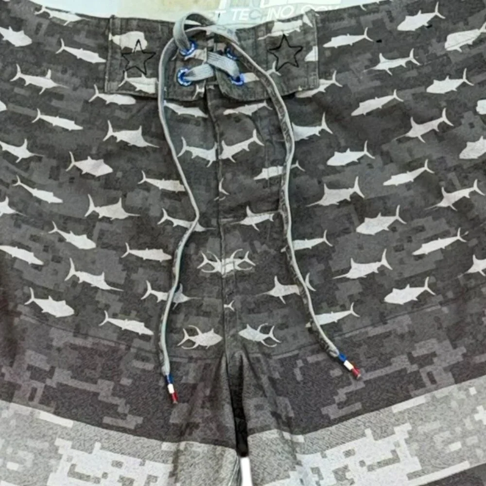 Pelagic Americamo Sharkskin Boardshorts Grey Size 32 Swim Bathing‎ Suit